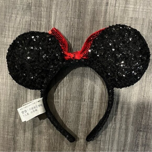 Disney Parks Authentic Sequin Minnie Mouse Ears Headband With Bow - Picture 2 of 2